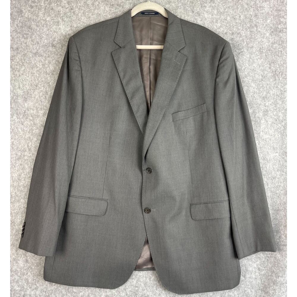 Cremieux Loro Piana Wool‎ Blazer Sport Coat Mens 50L Gray Pin Stripe Super 130s